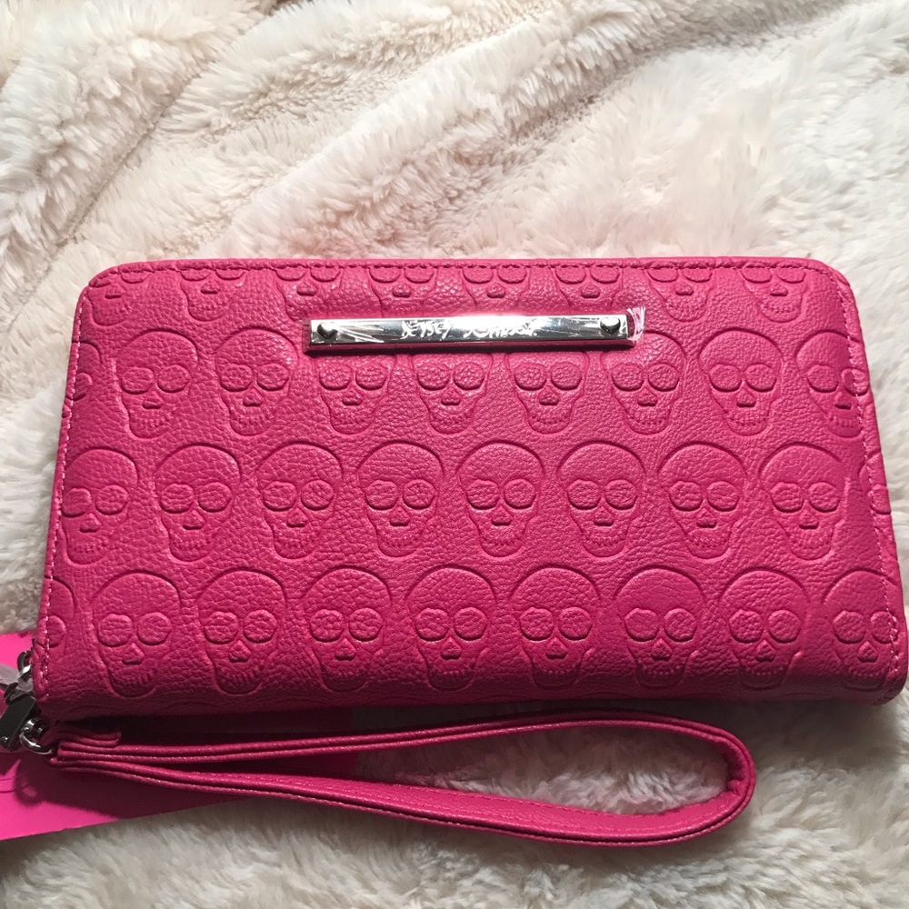 Betsey Johnson Pink Skull Wristlet